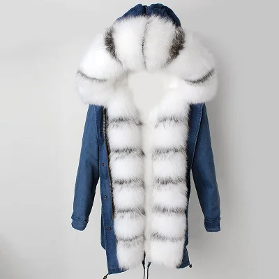 

Top Genuine New Winter Rex Rabbit Fur Liner Silver Fox Parkas high quality