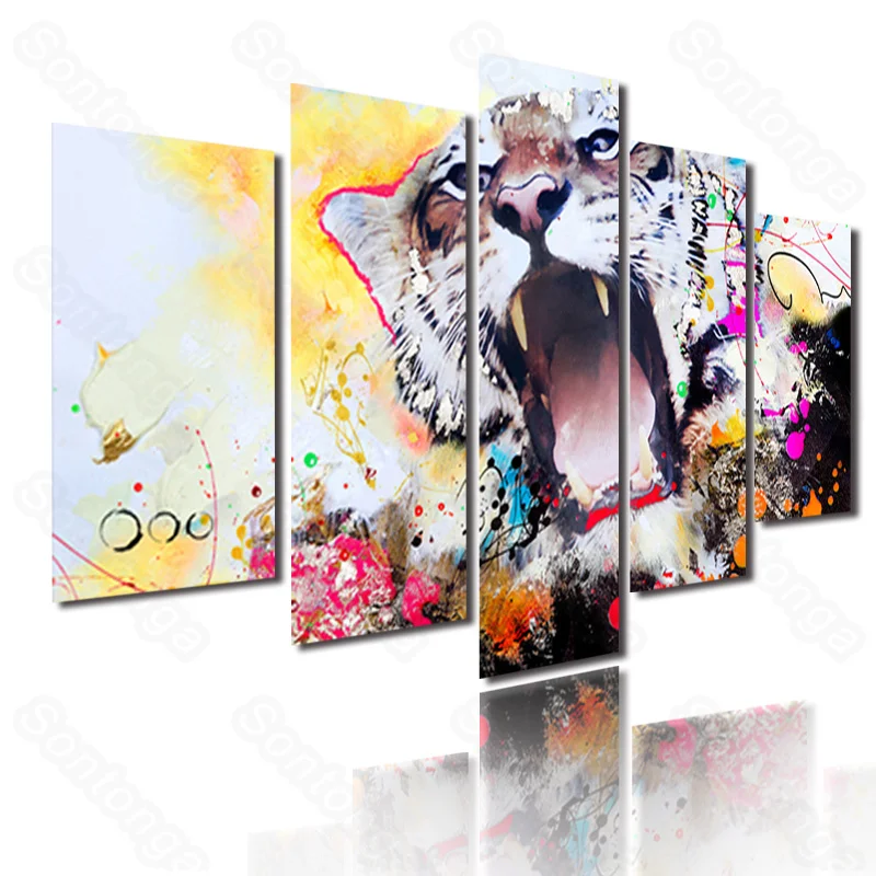 

Watercolor Painting Tiger Roaring Heavy Color Non-Mainstream Simple Style Modern Home Decoration Art Poster Decoration Painting