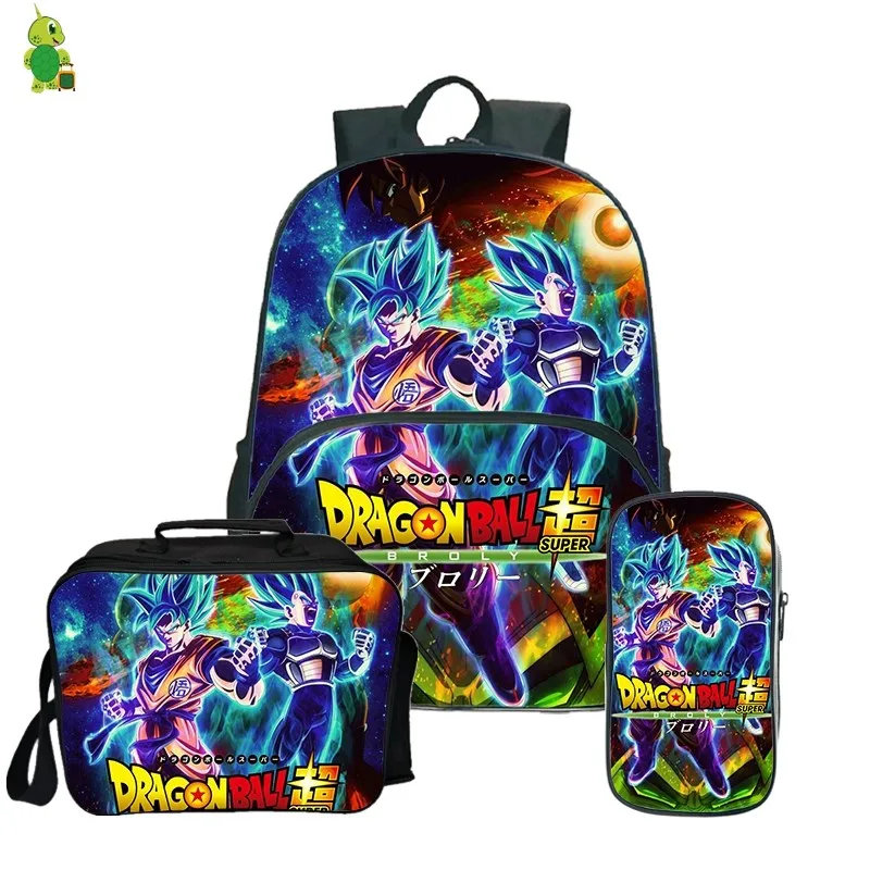 2 Dragon Ball Z Broly рюкзак Карандаш Чехол школьные сумки для подростков, для мальчиков и девочек, обед рюкзак 3 шт./компл. Детский рюкзак для путешествий - Цвет: 2