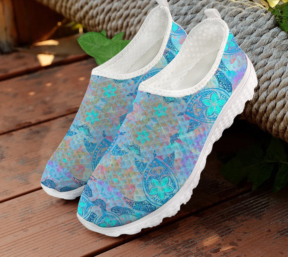 INSTANTARTS New Style Casual Mesh Flats For Lady Novetly Turtle Pattern Design Printed Lightweight Tennis Sneakers Scarpe Donna | Обувь