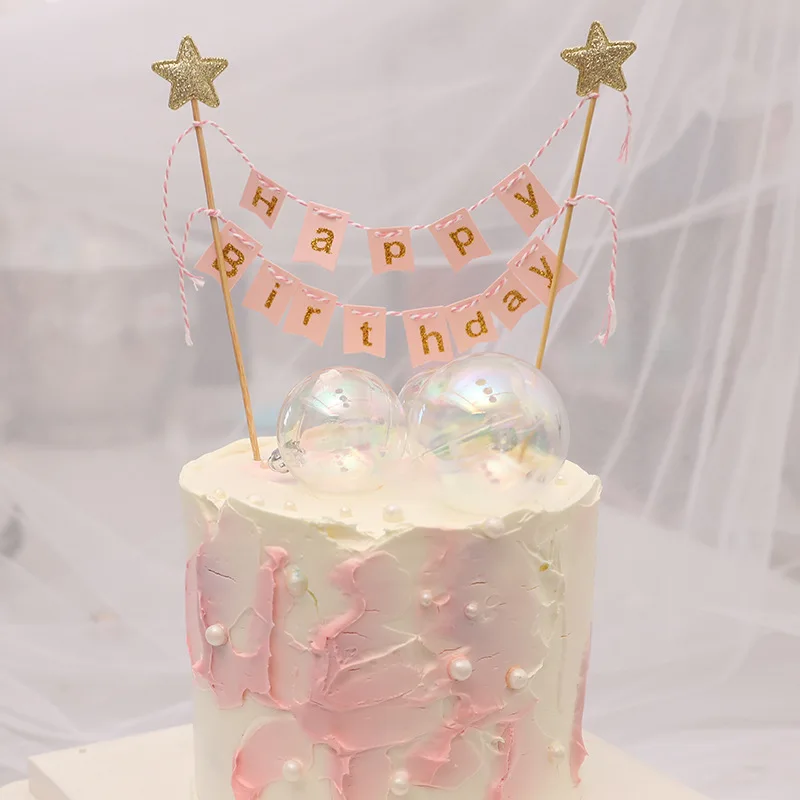 

1Set Happy Birthday Cake Toppers Banner Flag Baby Shower Birthday Party Cupcake Topper Kids Girl Boy Birthday Cake Decorations