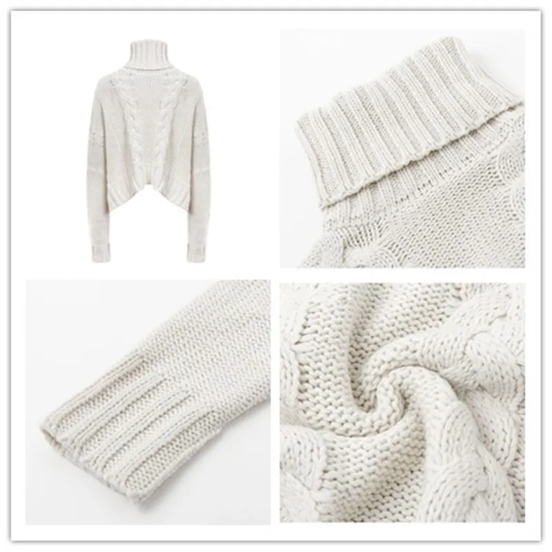 

Women Autumn Winter Knitted Turtleneck Sweater 2020 European Casual Twist Warm Loose Sweaters Female Oversized Pullovers Tops