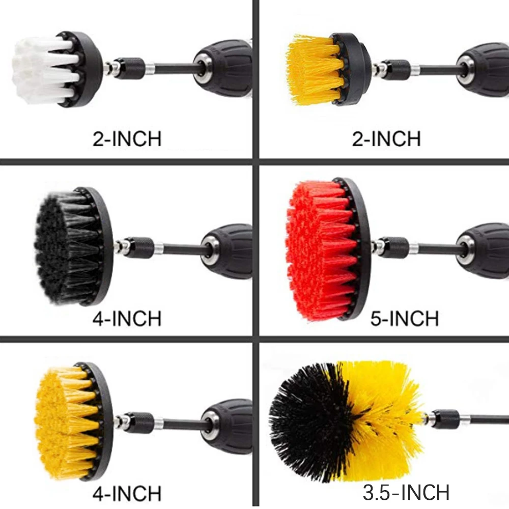 

20 PCS Drill Brush Attachments Set Includes Scrub Pads Sponges Different-Sized Brushes Power Scrubber Brushes with Extend Rod