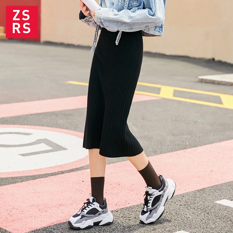 ZSRS бордовая Высокая талия облегающая элегантная бархатная юбка 2019 Весенняя мода