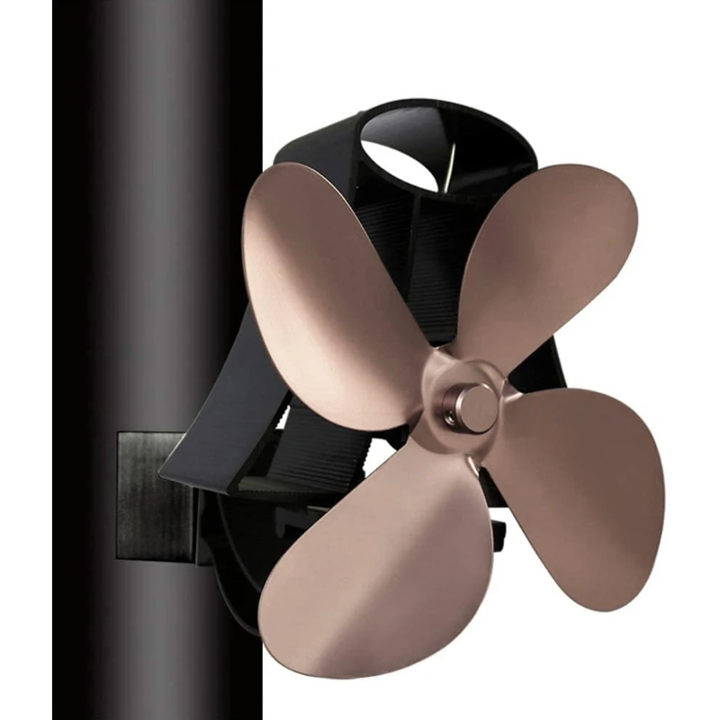 

Wall Mounted Heat Self-Powered Fireplace Stove Fan Quiet With 4 Blades U7EA