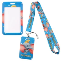 yq240 cartoon dumbo lanyard elephant necklace keychain for key ic id card badge holder stars neck straps phone rope lariat gifts