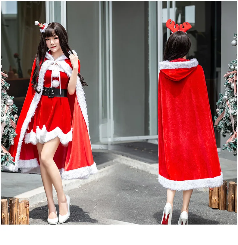 

2021 Christmas Costume Big Shawl Man Hot Drilling Role Playing Christmas Costume Female Adult Robes