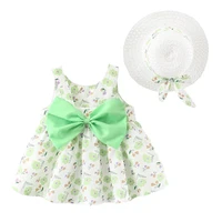 summer toddler dresses with hat beautiful baby girl clothes sets big back bow floral kids outfits