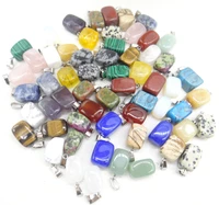wholesale natural gem stone quartz crystal tiger eye irregular shape pendants for diy jewelry making necklaces accessories 50pcs