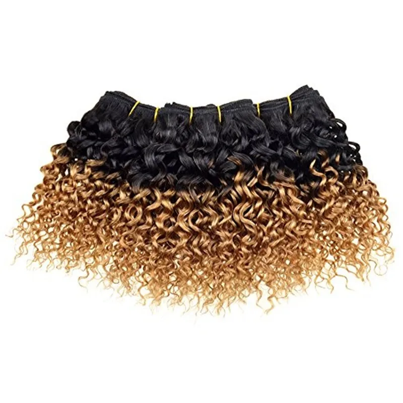 

Kinky Curly Clip In Human Hair Extensions For Women 3B 3C Clip Ins 1b/27 Ombre Honey Blonde Remy NaturalHair Extension 7pcs/set