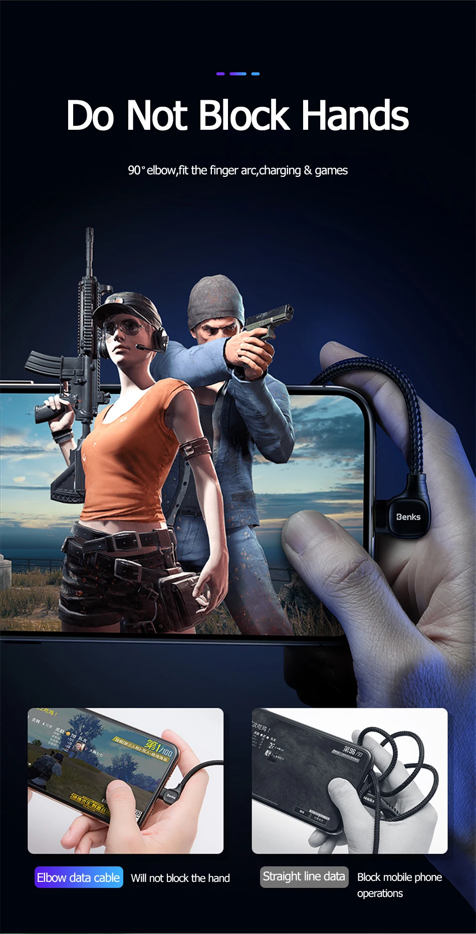 Benks M12 MFi 90 градусов USB кабель для iPhone X XS 11 MAX XR 8 7 6s Plus 5S SE 2.4A освещение Быстрая зарядка кабель для ipad зарядка