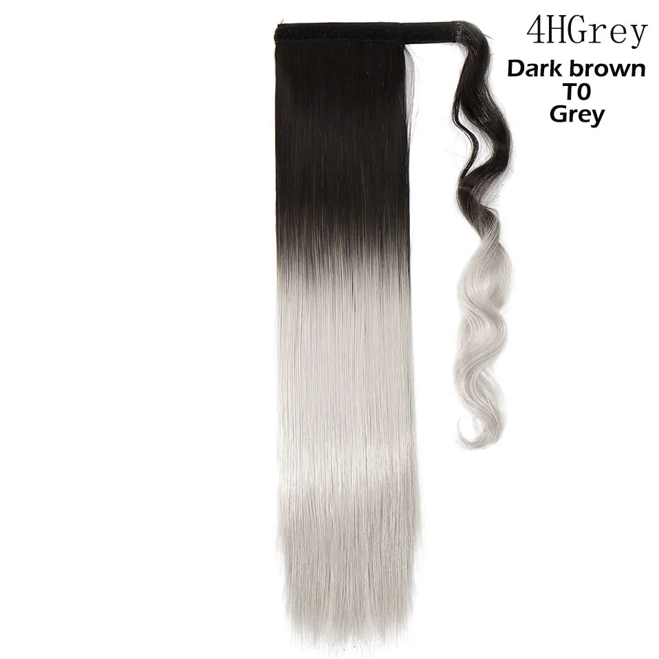 4H Grey S-noilite 2" длинные вьющиеся волосы на заколках в хвосте накладные волосы конский хвост шиньон с заколками синтетические волосы конский хвост наращивание волос - Цвет: 4H Grey