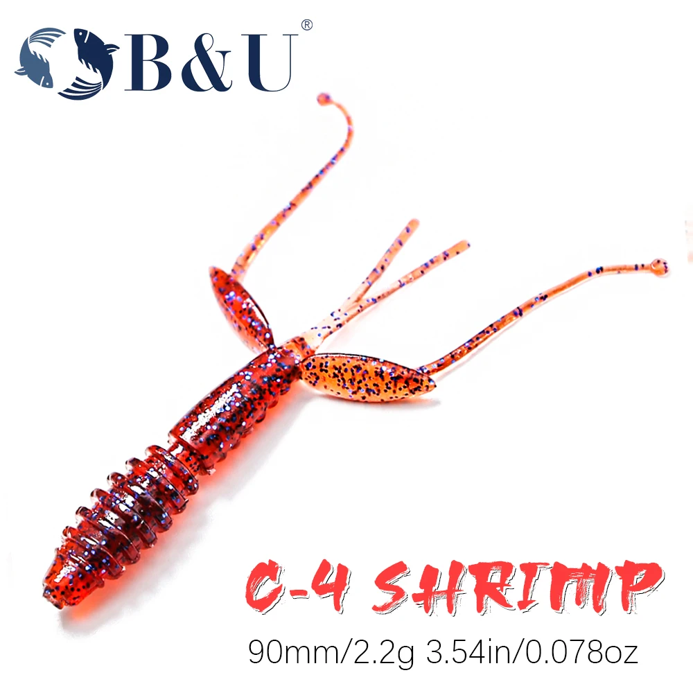 B & U C 4 креветки 60 мм Мягкие Приманки Форель Приманка силиконовый Swimbait воблеры