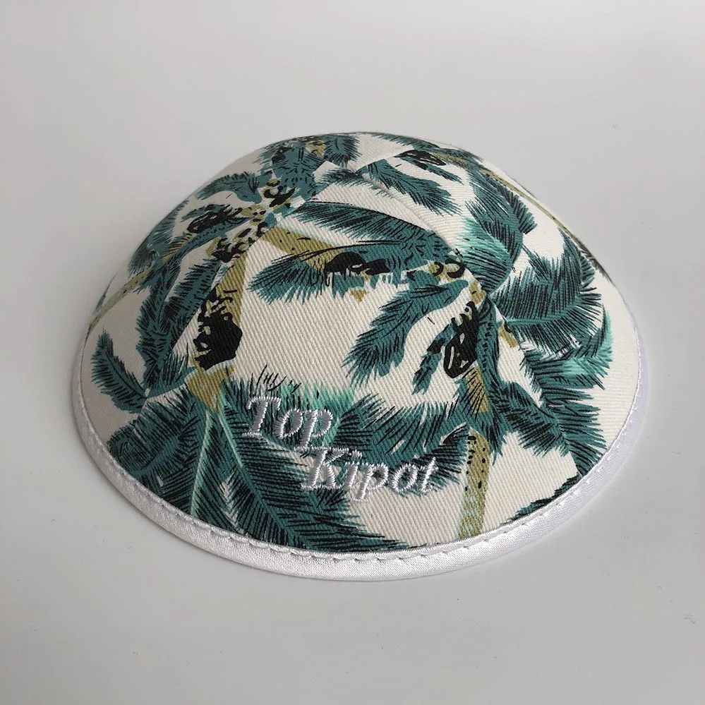 Зеленые листья KIPPA KIPPOT KIPOT с белой вышивкой TOPKIPOT для свадьбы | Тематическая одежда
