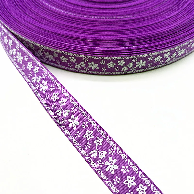 Ленты в рубчик с цветочным принтом 5 ярдов 15 мм | Дом и сад