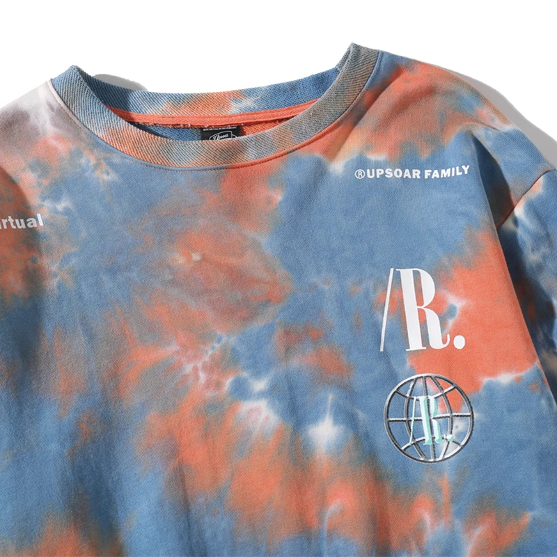 Повседневные свободные худи с круглым вырезом мужские хипстерские толстовки в