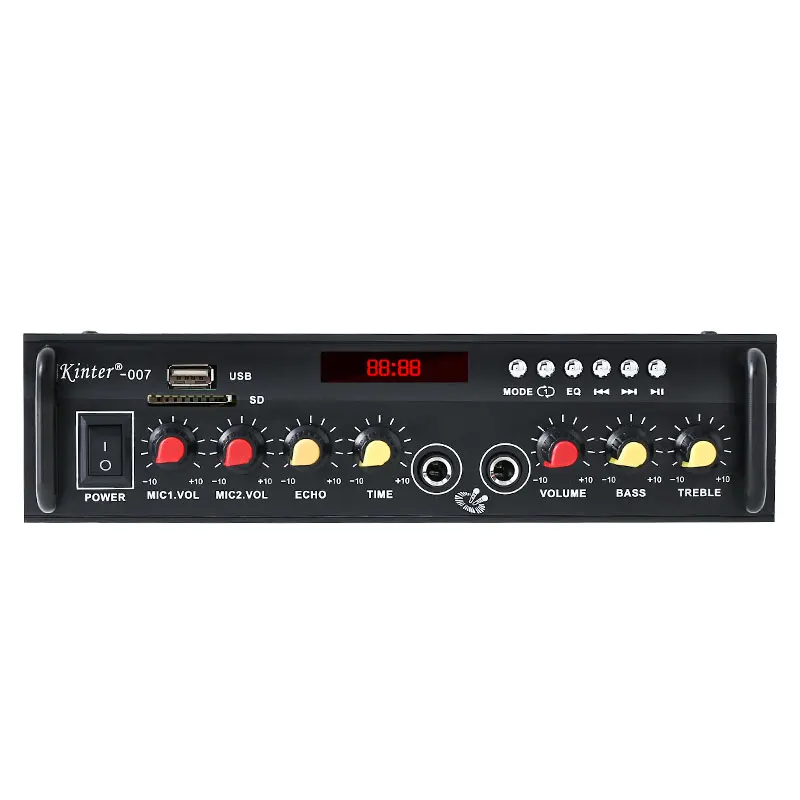 Kinter 007 усилитель звука аудио для динамика 30 Вт* 2CH AC источник питания DC12V Поддержка bluetooth 4,2 USB TF вход FM металлический корпус