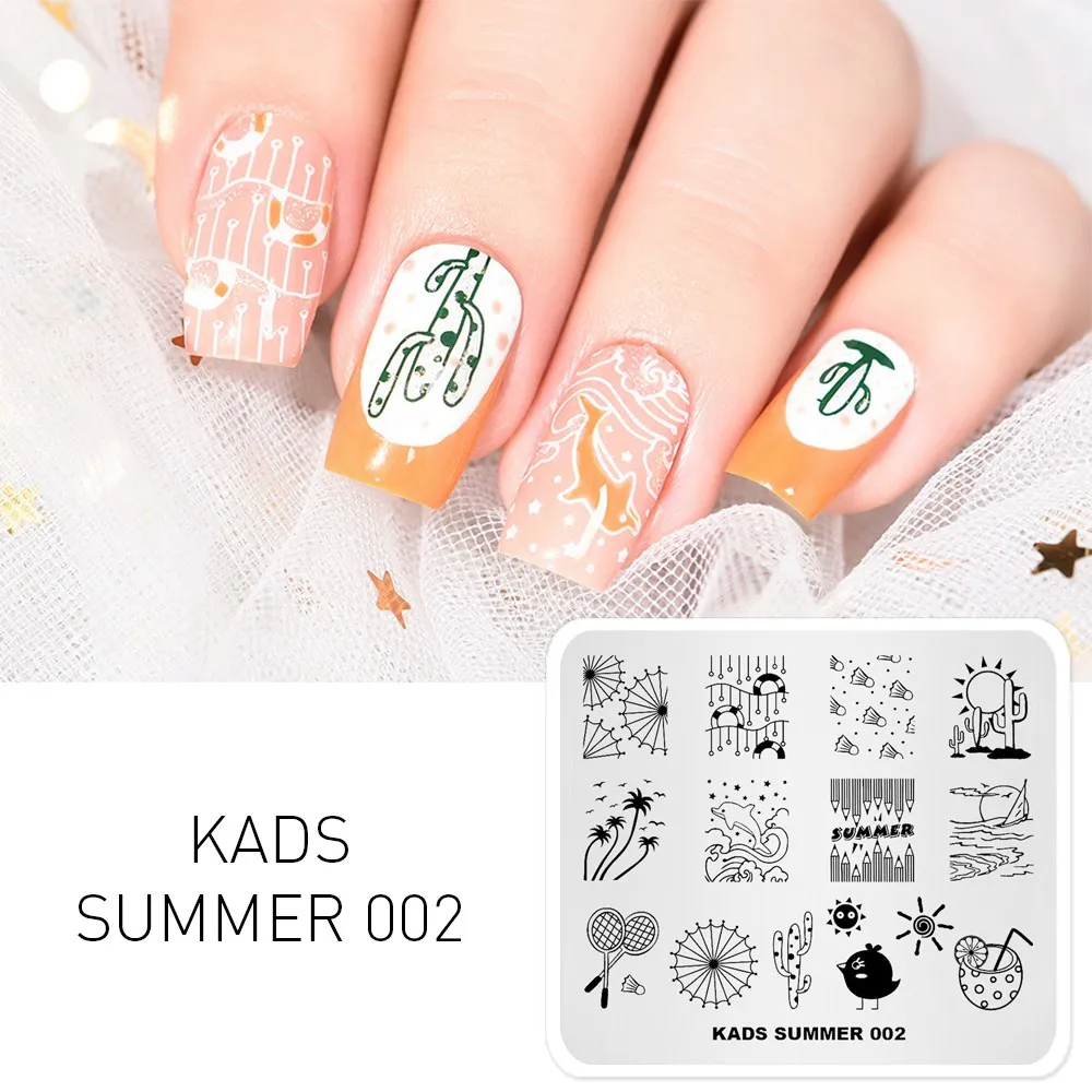 Summer 002 Стемпинг 42 вариантов дизайна Прохладное лето цветы мода изображения Пластины для стемпинга Штамп для ногтей Трафареты для ногтей для маникюра Стэмпинг Дизайн ногтей - Цвет: Summer 002