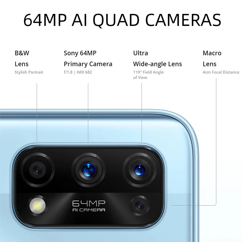 Глобальная версия Realme 7 Pro 8 ГБ 128 Смартфон Snapdragon 720G 6 4-дюймовый AMOLED-дисплей 64 МП