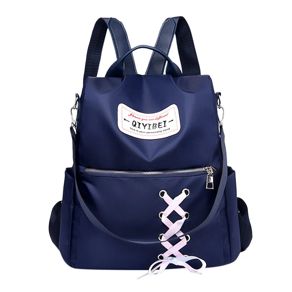 Модный большой рюкзак для девочек нейлоновый однотонный дорожный с защитой от