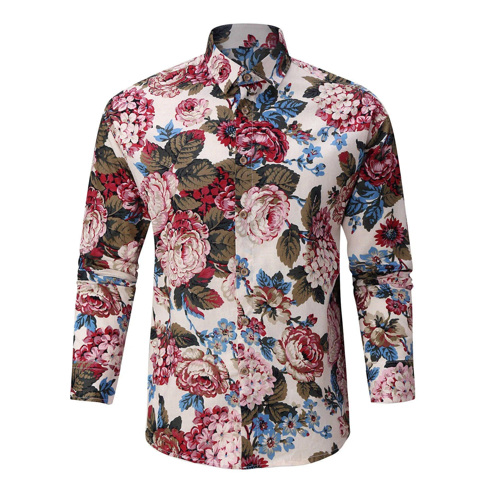 

Summer Autumn Shirts Hawaiian Men Shirt Long Sleeve Top 2021 Floral Male Blouse Casual Shirts Men Clothes Camisa Masculina