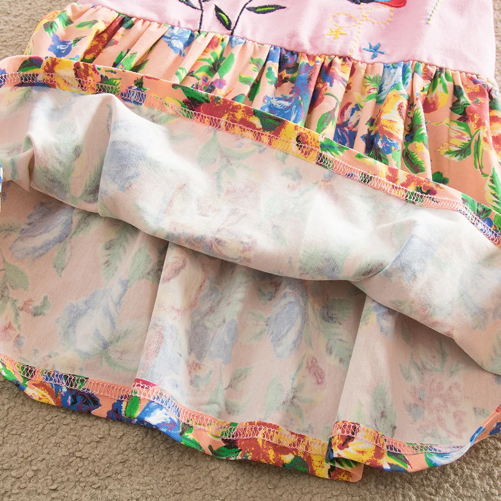 Летнее Хлопковое платье с коротким рукавом и круглым вырезом | Детская одежда