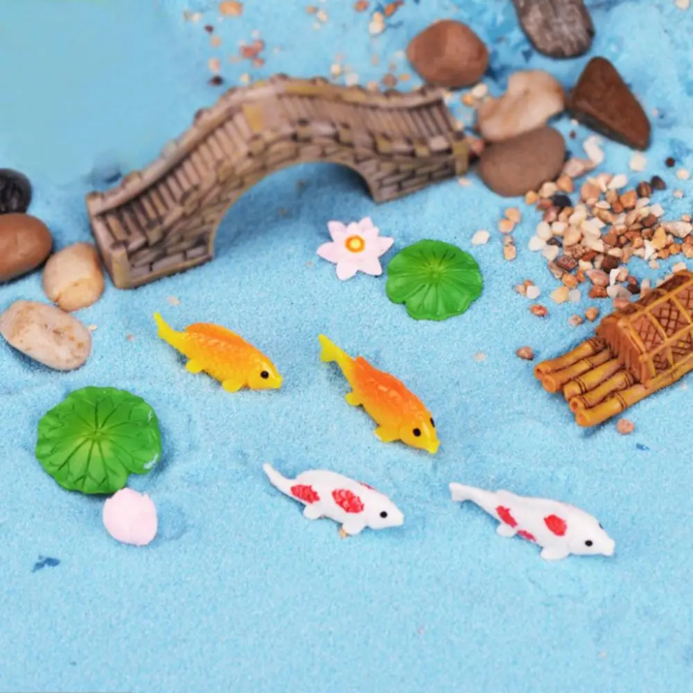 Милые миниатюрные рыбки листья лотоса 2 шт. украшения для аквариума полимерные