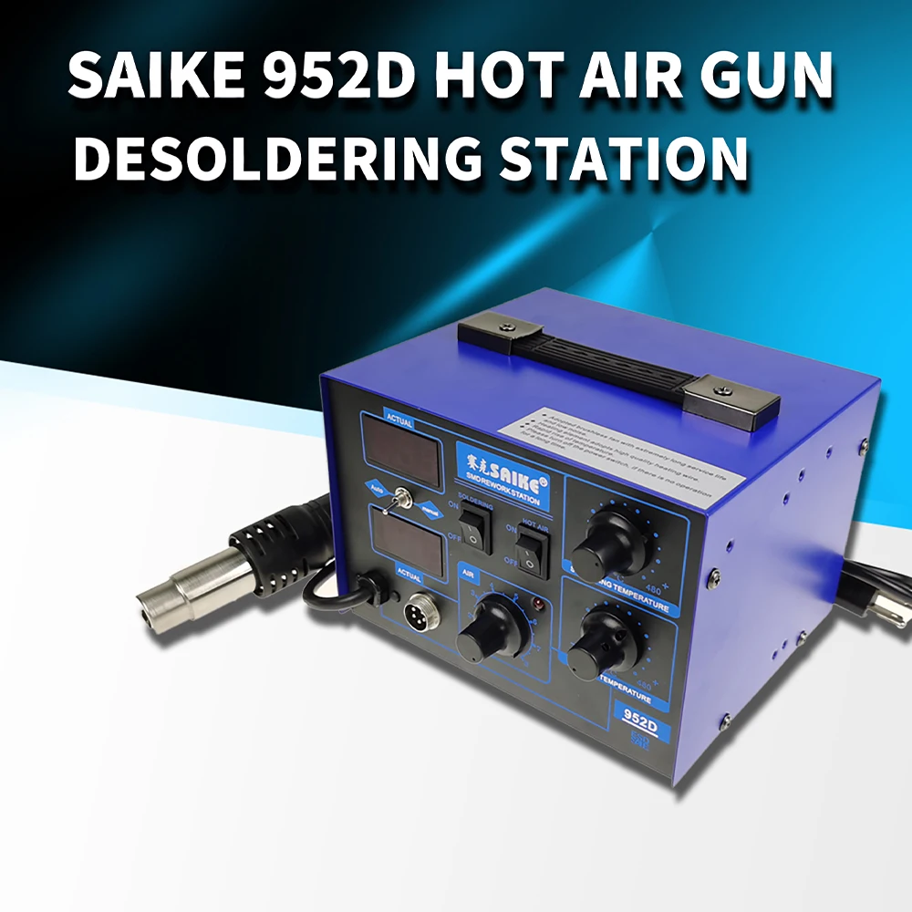 High-power Hot Air Gun Desoldering Station Digital Display 2-in-1 Hot Air Gun Soldering Station Saike 952D