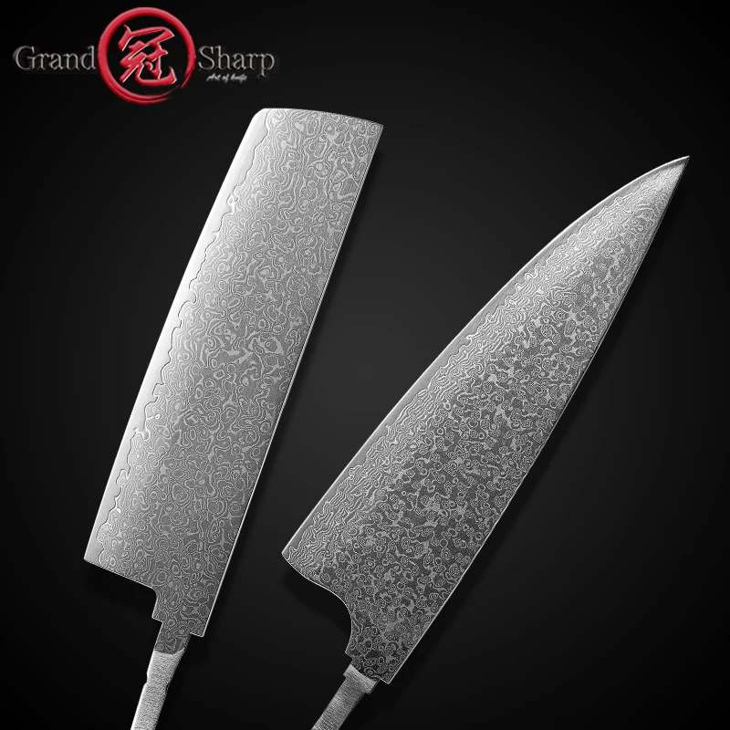 Kitchen Knife Blank Blade DIY 67 Layers Damascus Steel VG10 Razor Sharp Tools High Hardness Fish Meat Cutlery Cooking GRANDSHARP images - 6