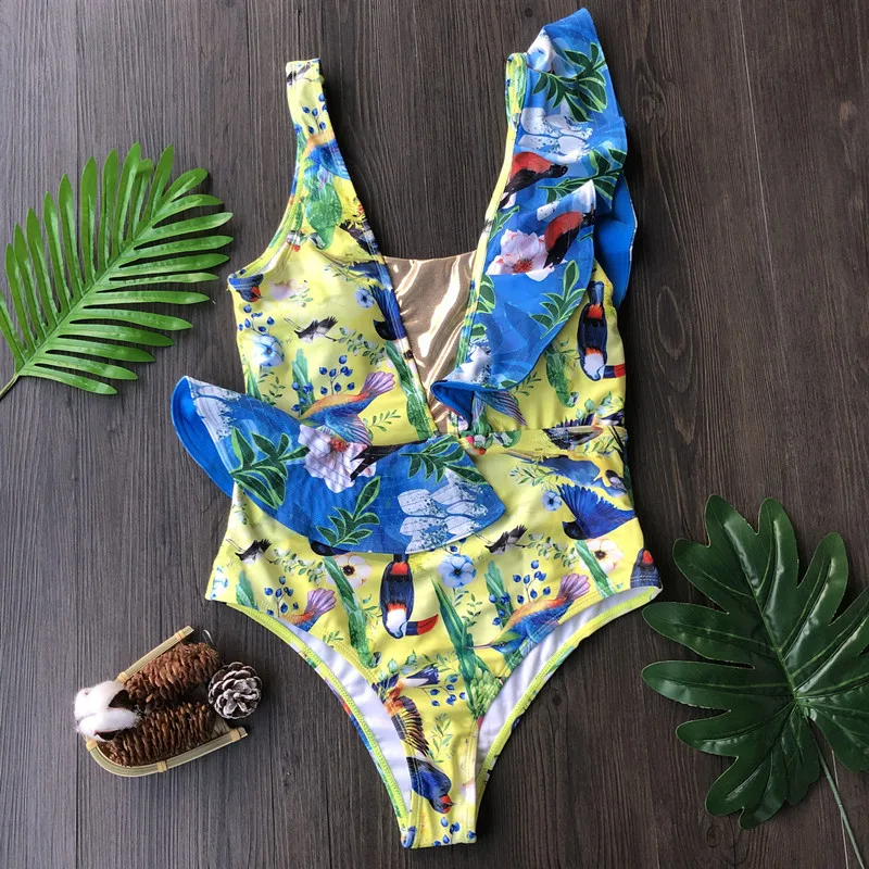 

One Piece Swimsuit For Women Plus Sizes Bathers Suit 2020 Hot Falbala Bikini Animal Cotton FMZXG Size Swim Wear Sexy Bathing