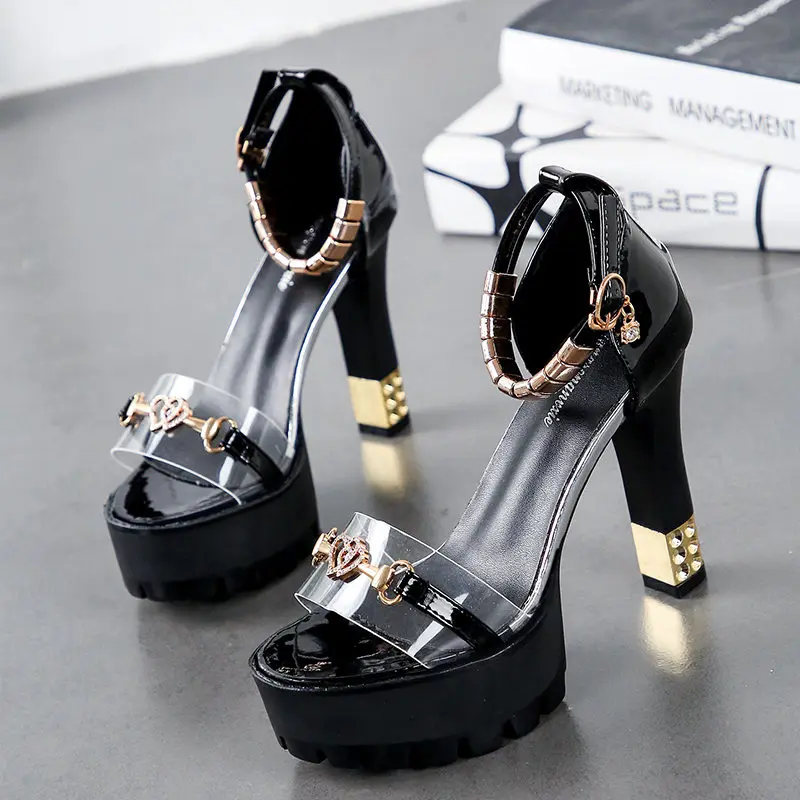 Сандалии женские на платформе и толстом высоком каблуке Босоножки с открытым