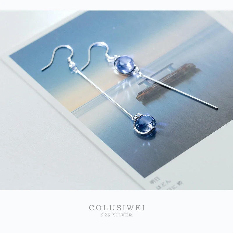 Colusiwei элегантные серьги-капли из стерлингового серебра 925 пробы с голубыми