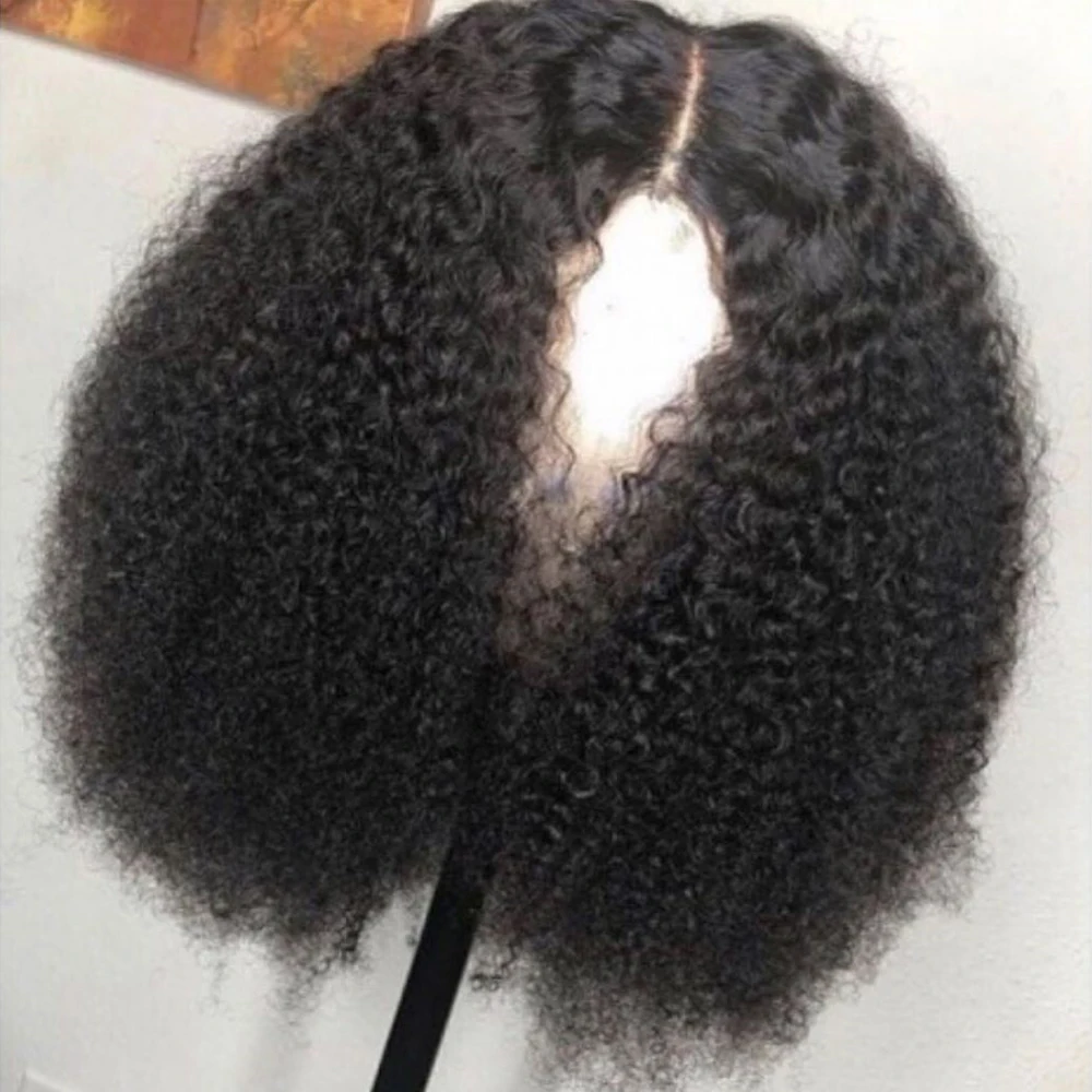 VSHOW 13*4 Mongolian Kinky Curly Lace Front Human Hair Wigs 150 180 Density Remy Hair Wigs Pre Plucked With Baby Hair