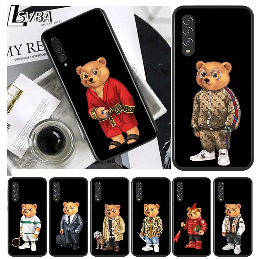 

Cute Bear for Samsung Galaxy A90 A80 A70 A60 A50 M60 M40 A20E A2Core A10S A10E Silicon Soft Black Phone Case