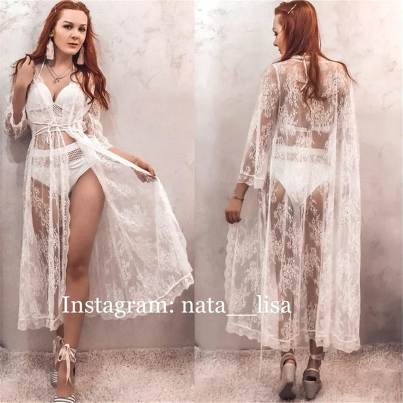 Пикантная прозрачная рубашка женское пляжное кимоно большого размера кардиган