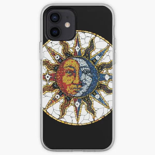 

Celestial Mosaic Sun And Moon Coaster Phone Case for iPhone X XS XR Max 5 5S SE 6 6S 7 8 Plus 11 12 13 Pro Max Mini Silicon Dog