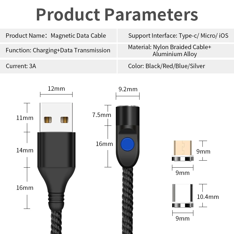 Магнитный кабель Micro usb type C для освещения 3,0 провод для быстрого заряда type-C Магнитный кабель для зарядки телефона USB шнур для huawei P30 Xiaomi