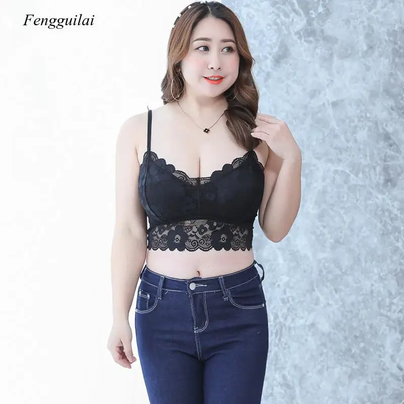 

Large Size Lace Breast Wrapped Women's Padded Suspender Waistcoat Anti Gloss Bra Bottom Underwear
