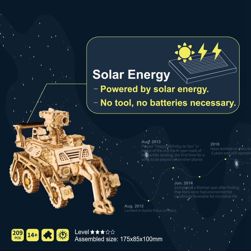 

Robotime 4 Kind Moveable 3D Wooden Space Hunting Solar Energy Toy Assembly Gift for Children Teens Adult LS402