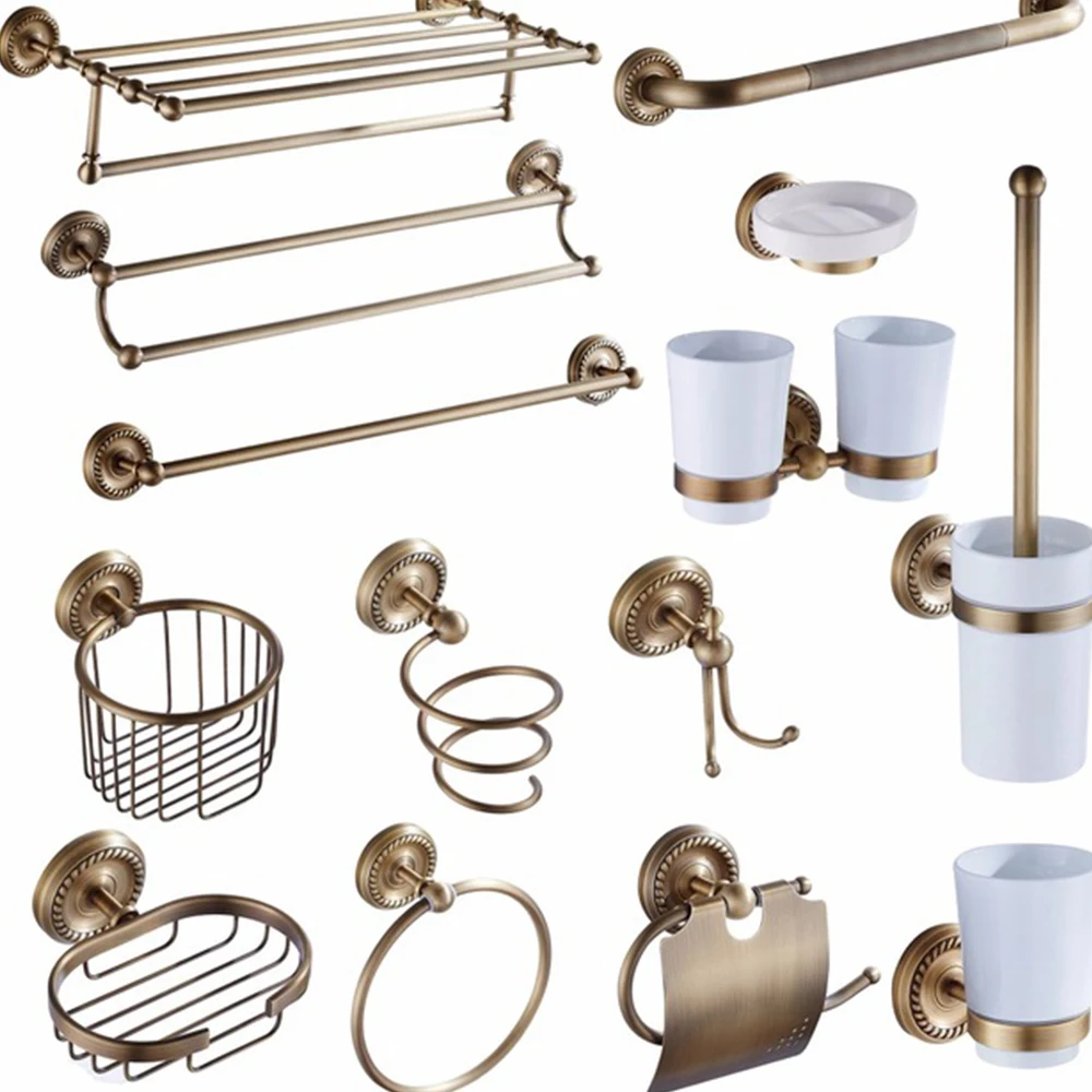 Античный медный набор аксессуаров для ванной комнаты держатель бумаги полотенец