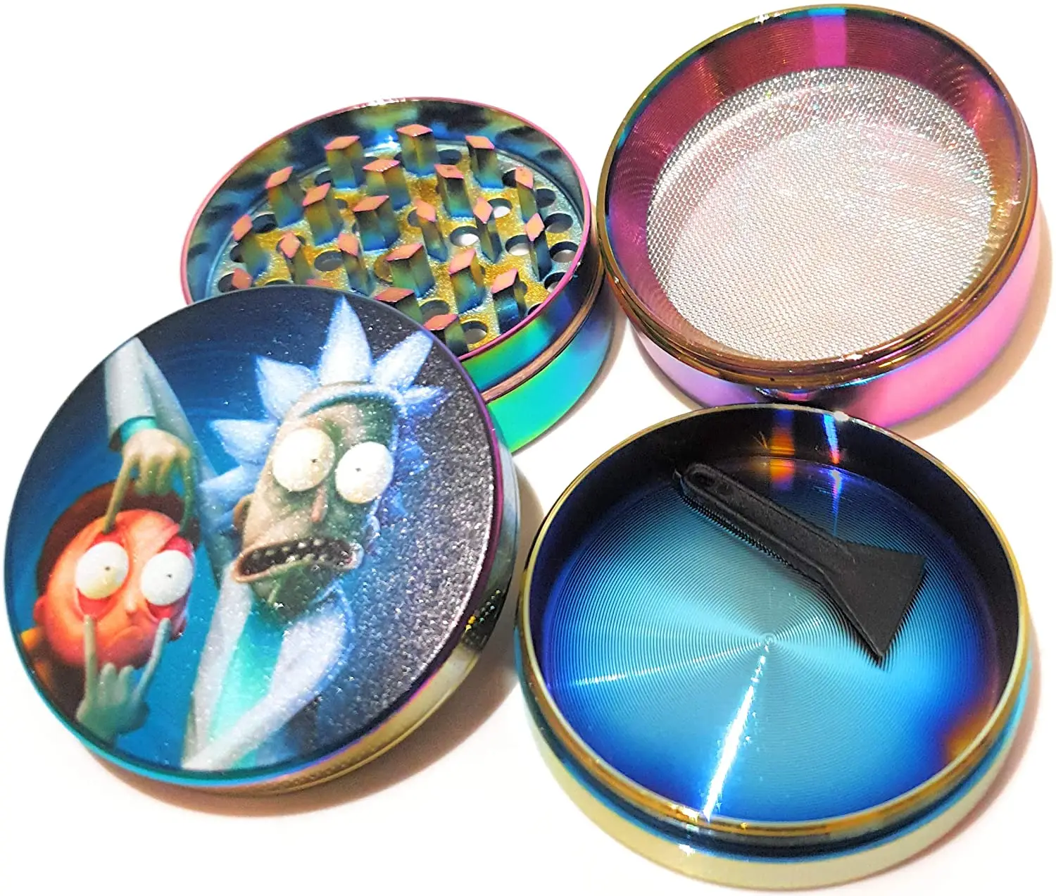 

40mm 4 Layers Zink Alloy Grinder Black and Rainbow