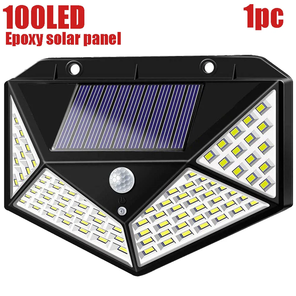 Epoxy 100LED A2 solar lamp lantern 100/114 LED light 4-side 2400mA PIR motion sener Garden outdoor Patio Yard Wall Driveway Fence - Испускаемый цвет: Epoxy 100LED