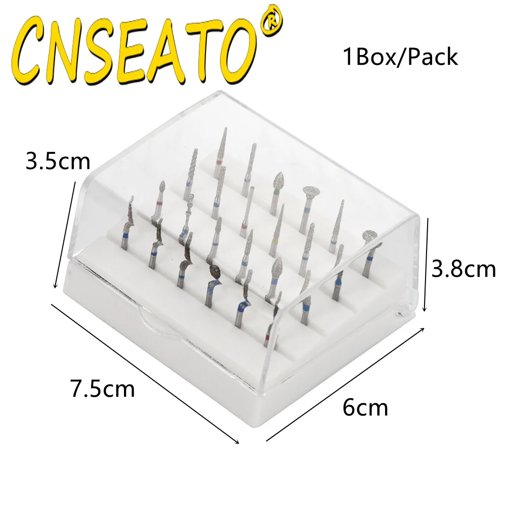 24Pc Dental Diamond Burs Drill Holder Stand Block FG High Speed Dentistry Polishing Bit Grit Disinfection Box Dentist Tool 1.6mm - купить по