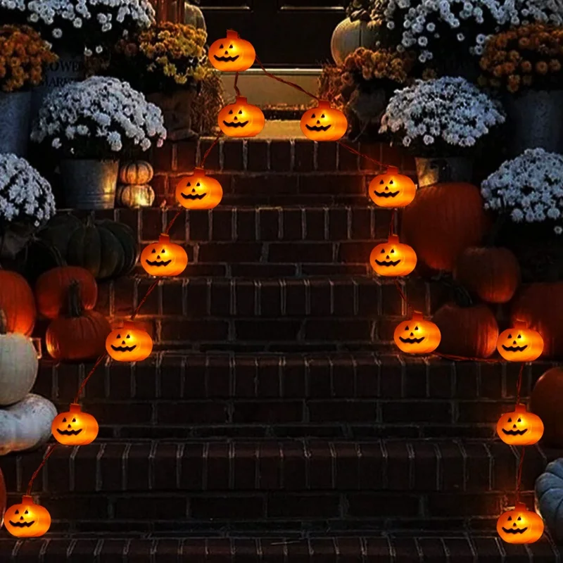 10 светодиодных гирлянд на Хэллоуин тыква паук летучая мышь Череп светильник