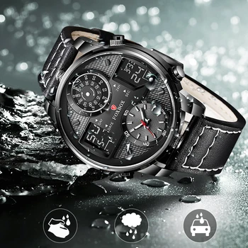 FOXBOX New Men Watches Fashion Sport Leather Watch Mens Luxury Date Clock Waterproof Quartz Chronograph Watch for Men Wristwatch Other Image