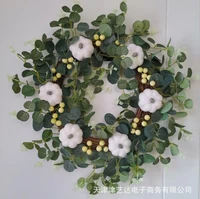 high quality farmhouse harvest wreath pumpkin berries and eucalyptus leaves artificial fall wreath for front door decoration