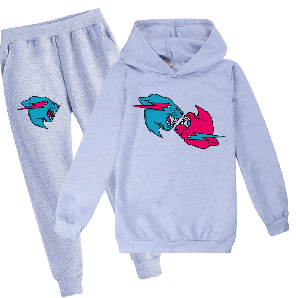 Casual Boys Clothes 2PCS Set Children's Cartoon Cat 3D Print Cotton Hooded + Pants Boys Kids Sportswear Tracksuit Girls Suit