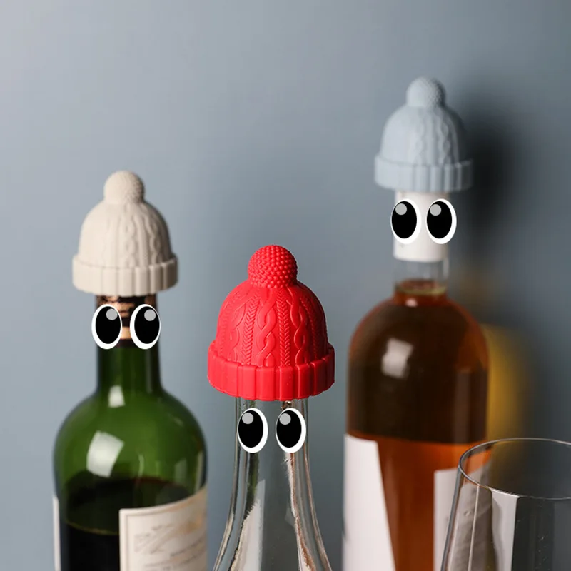 

Kawaii Beanie Cap Decorative Silicone Bottle Stopper Novelty Cork Replacement Beverage And Wine Keeper Champagne Bottle Stoppers