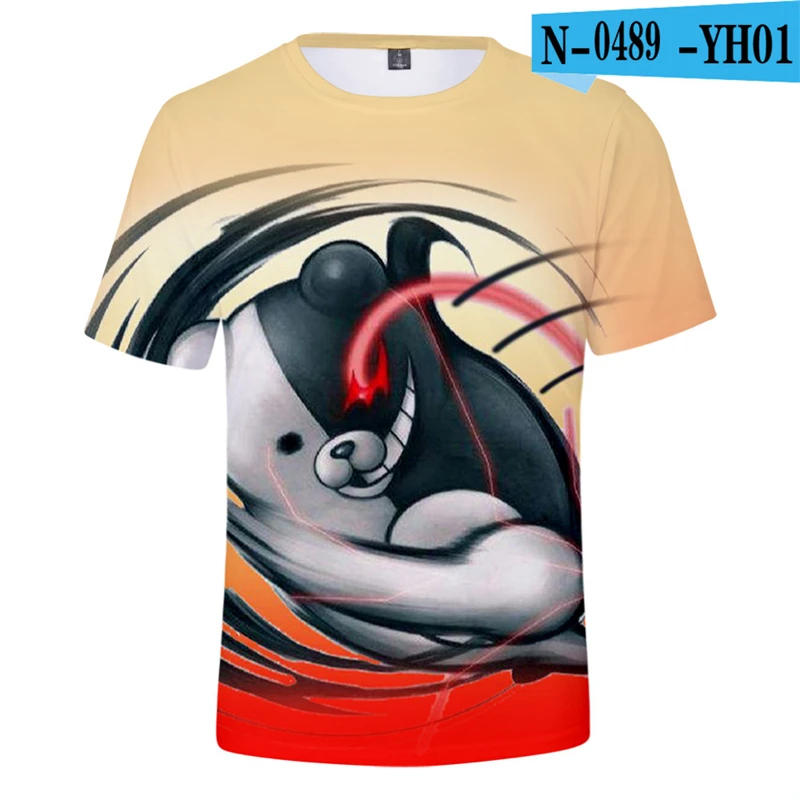 Футболка с изображением милого медведя монокумы 3D Забавные футболки для