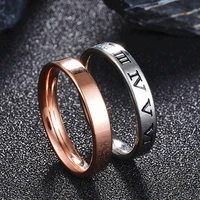 2pcs new fashion engraved rome numbers stainless steel ring lover wedding band couple rings set for women men jewelry gift